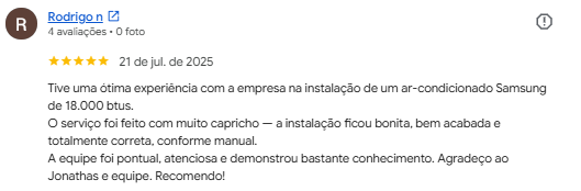 Avaliação de Rodrigo N no Google