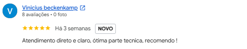 Avaliação de Vinicius Beckenkamp no Google